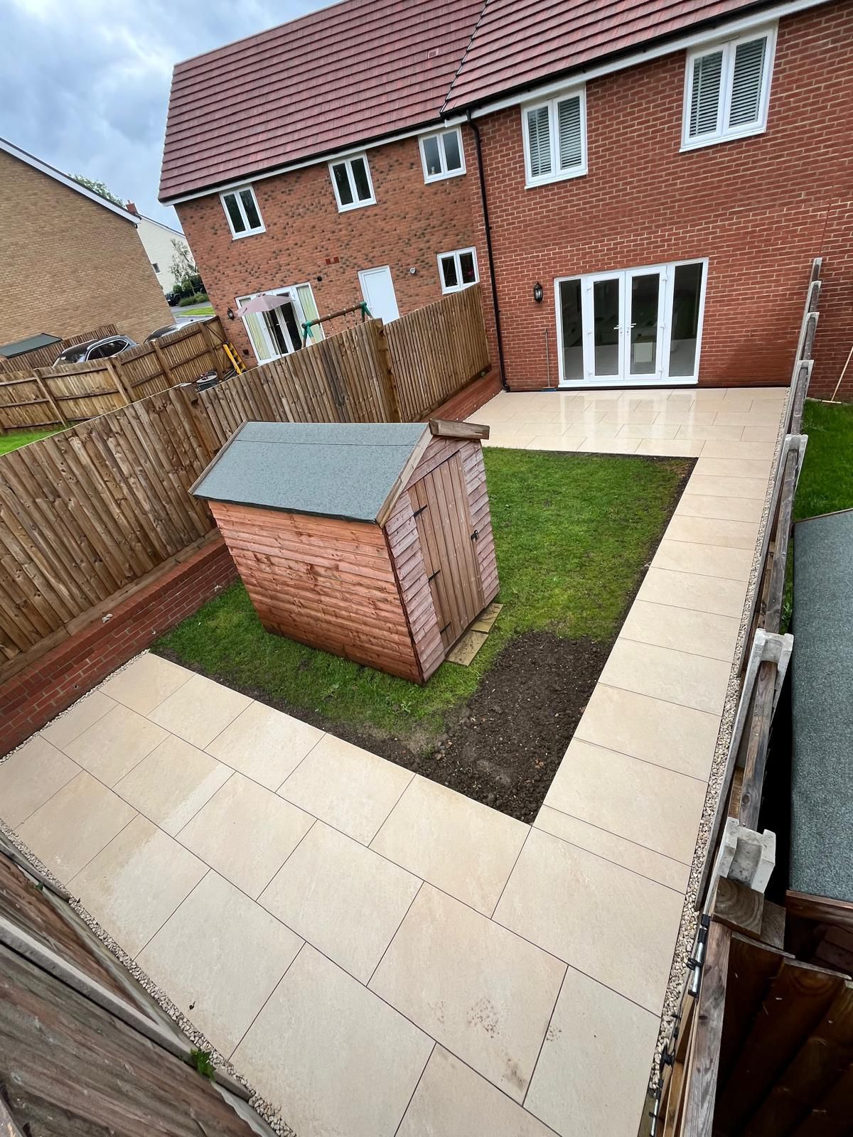 Aerial view of completed patio